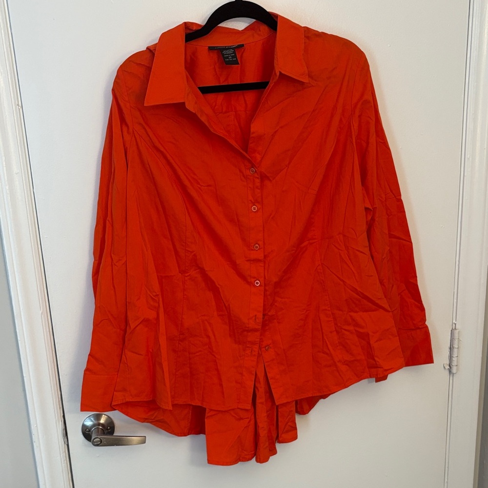 Ashley Stewart Bold Orange Button-Down Blouse